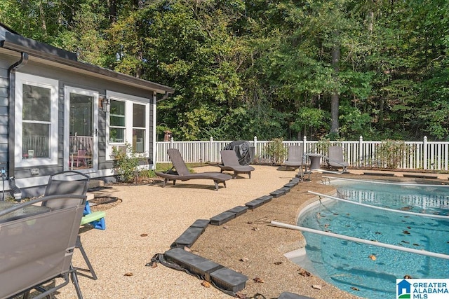 view of swimming pool with a patio