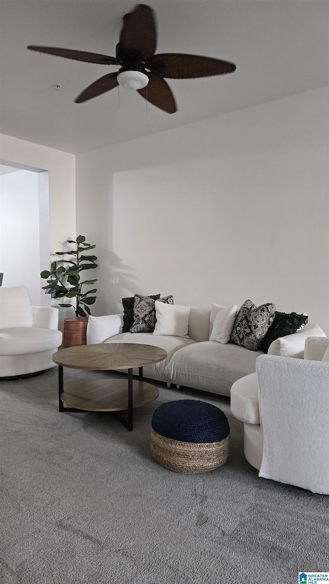 401 20th St Unit 208, Birmingham, AL 35233 - carpeted living area featuring a ceiling fan