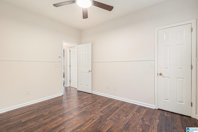 169 Glen Abbey Way, Alabaster, AL 35007 - empty room with a ceiling fan, wood finished floors, and a wainscoted wall