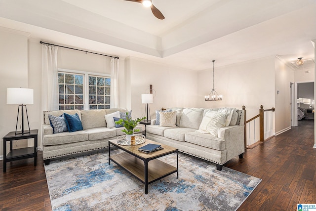 169 Glen Abbey Way, Alabaster, AL 35007 - living area featuring wood-type flooring, a ceiling fan, baseboards, and a chandelier