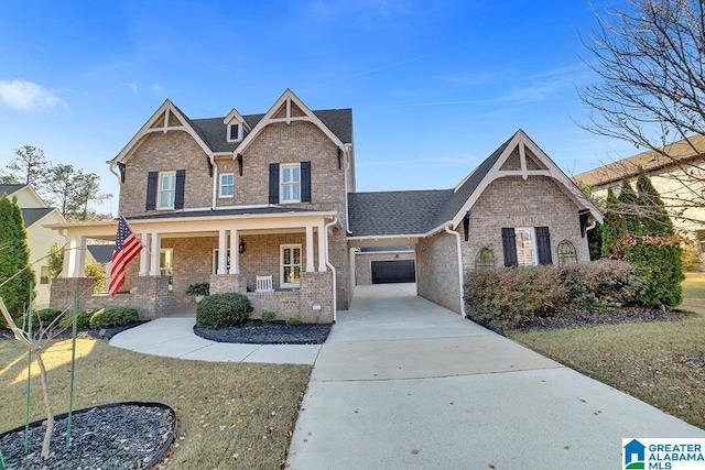 craftsman-style home featuring a front yard and a porch