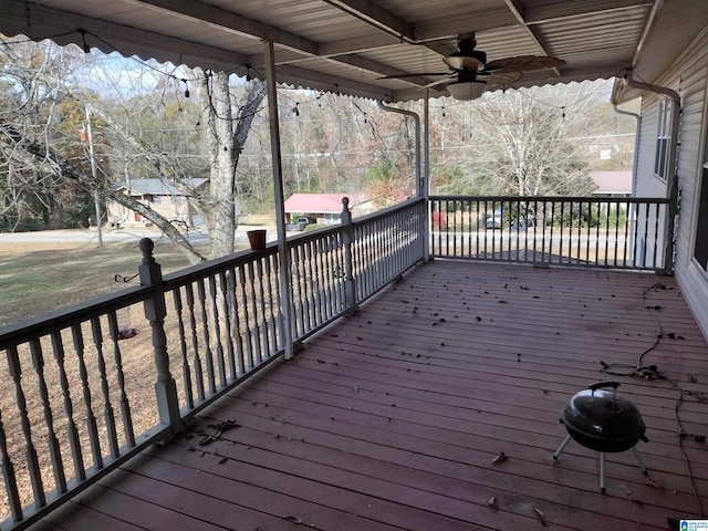 deck featuring ceiling fan