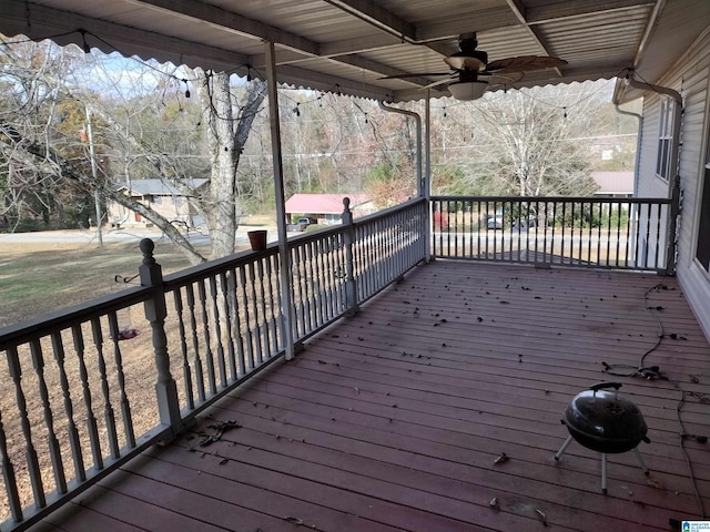 420 Dennis St, Weaver, AL 36277 - wooden deck with ceiling fan
