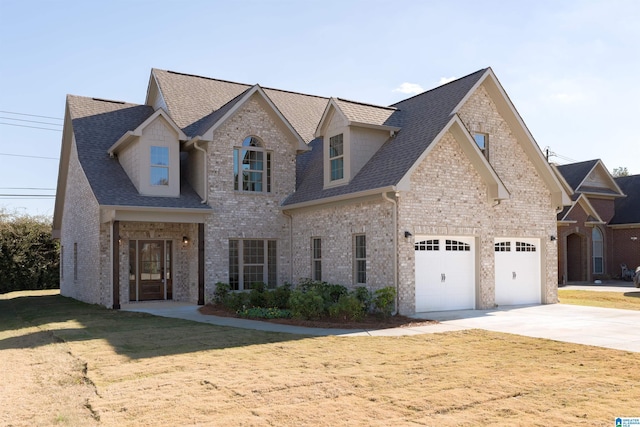 view of front of house featuring a garage and a front yard