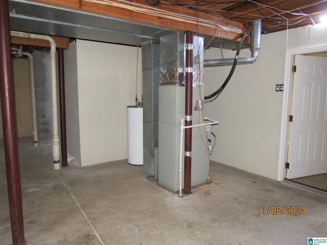 basement with water heater