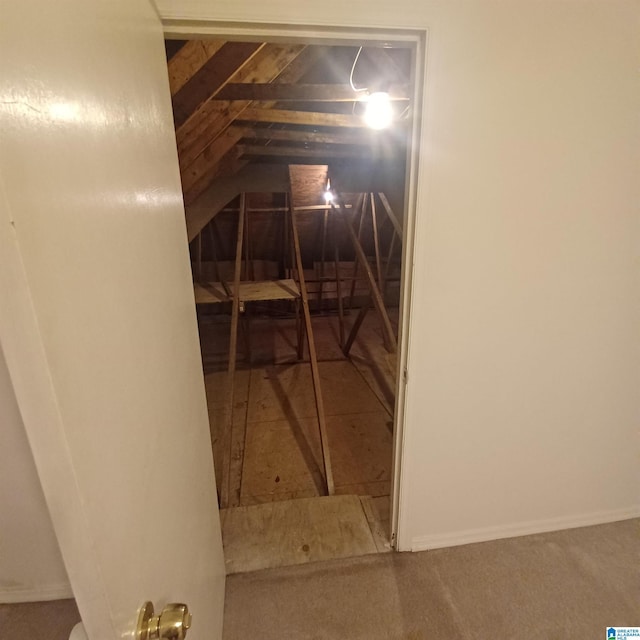 view of unfinished attic