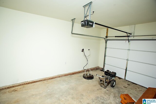 garage with a garage door opener