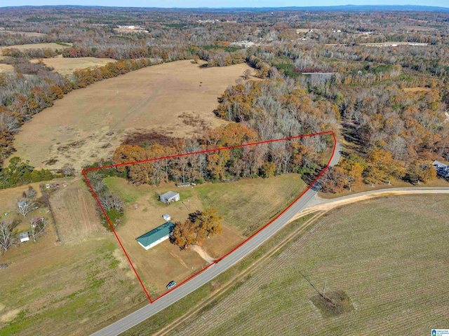 aerial view featuring a rural view