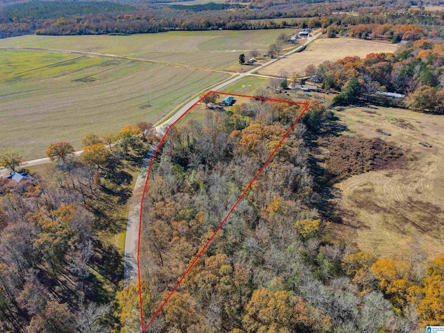 aerial view featuring a rural view