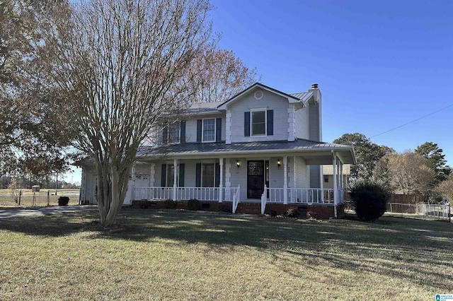 view of front of home with a front lawn