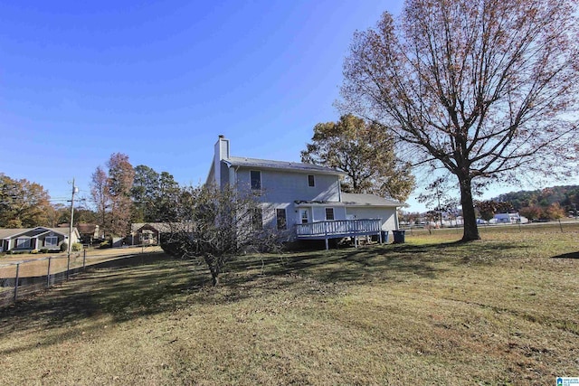 view of yard with a deck