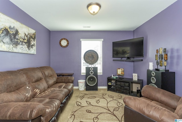 living room with carpet