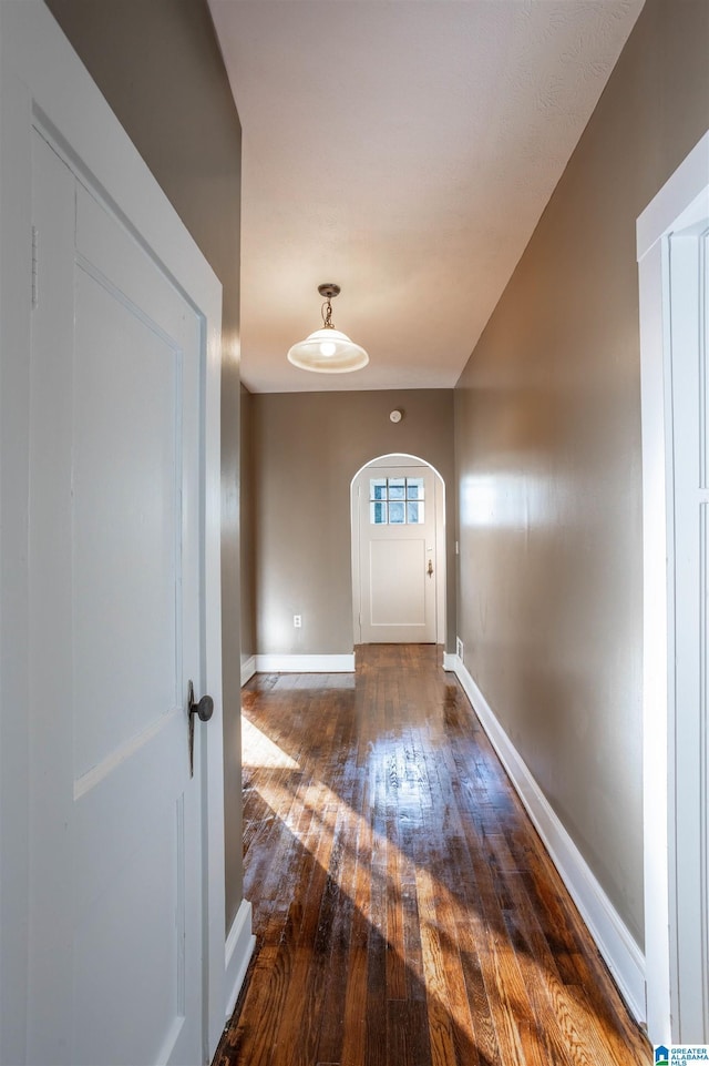 doorway featuring dark hardwood / wood-style flooring