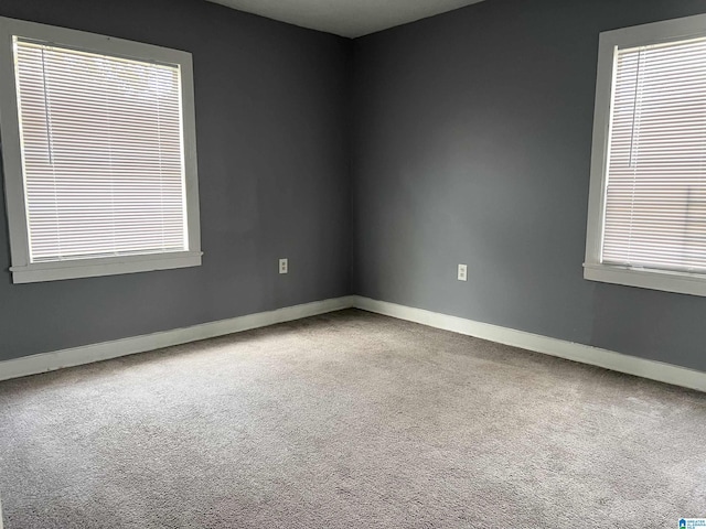 unfurnished room with carpet flooring and plenty of natural light