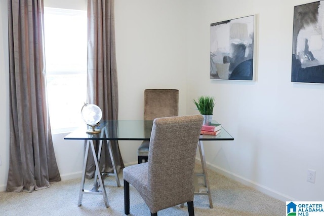 office area with light colored carpet