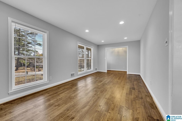 empty room featuring hardwood / wood-style floors and plenty of natural light