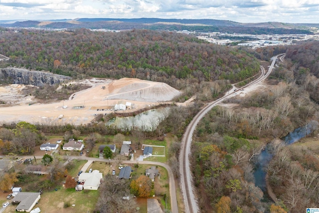 drone / aerial view featuring a mountain view