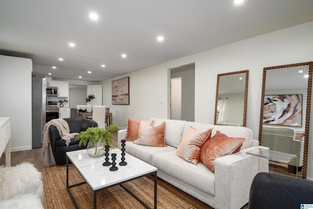 living room with hardwood / wood-style flooring