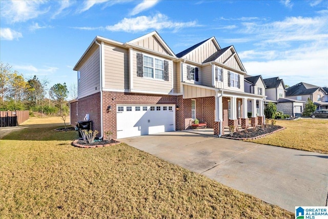 view of front facade with a front lawn and a garage