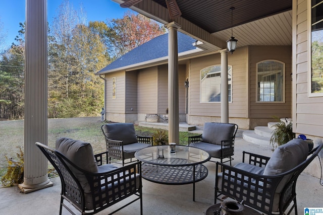 view of patio featuring an outdoor hangout area