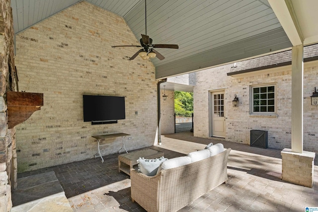 view of patio / terrace featuring ceiling fan