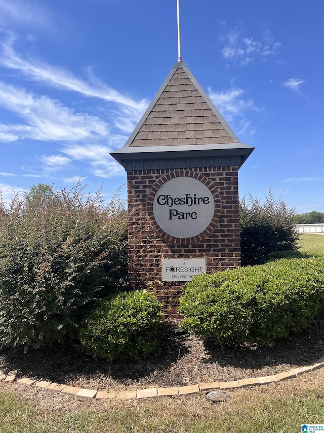 view of community sign