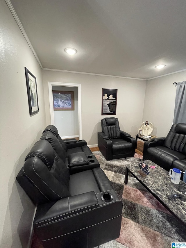 living room featuring ornamental molding