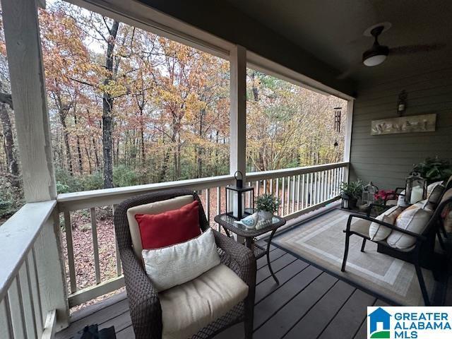 deck featuring ceiling fan