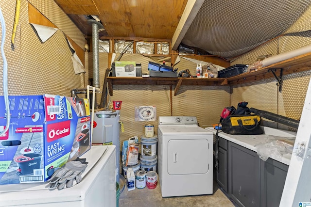 laundry area featuring electric water heater