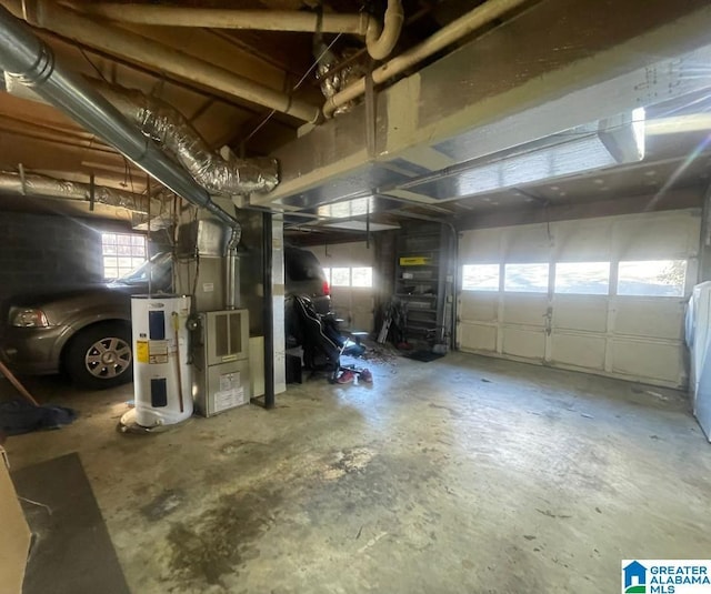 garage with electric water heater