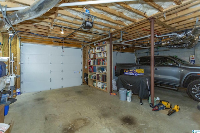 garage with a garage door opener