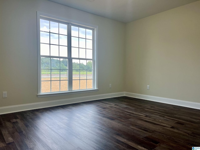 unfurnished room with dark hardwood / wood-style flooring and a healthy amount of sunlight