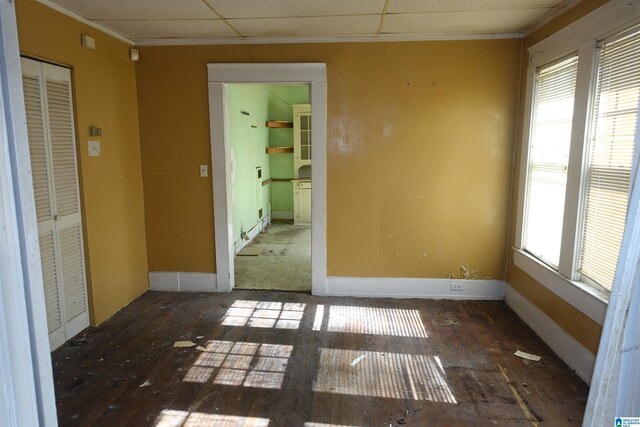 unfurnished room with a paneled ceiling