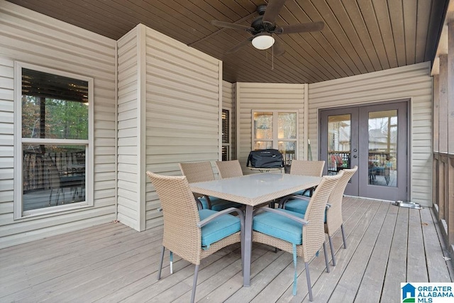 wooden terrace with ceiling fan