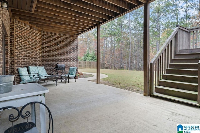 view of patio featuring a wooden deck