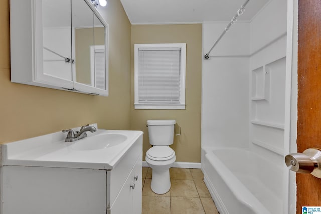 bathroom with tile patterned flooring, vanity, and toilet