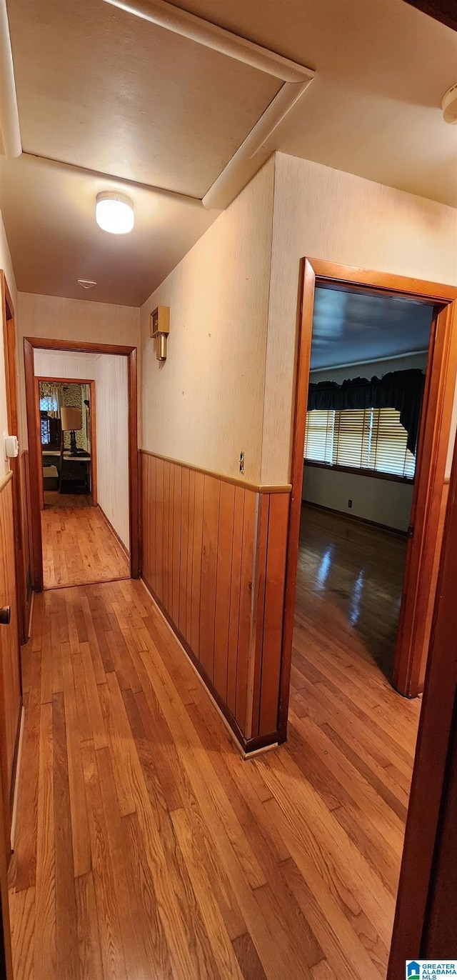 hallway featuring light wood-type flooring