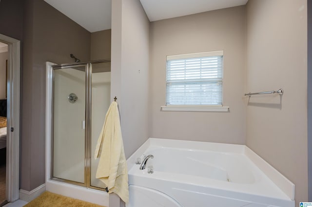 bathroom with plus walk in shower