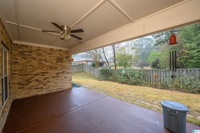 view of patio with ceiling fan