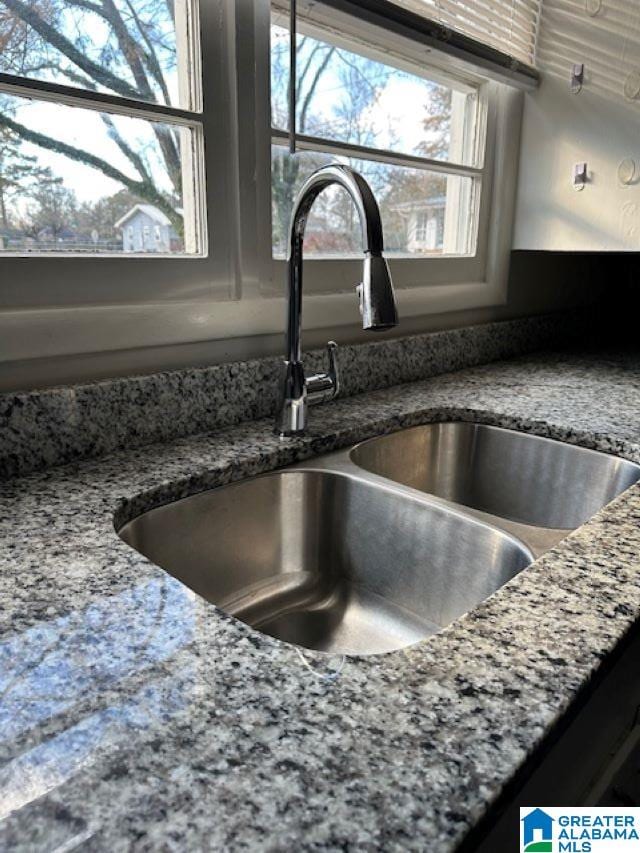 interior details featuring sink and stone counters