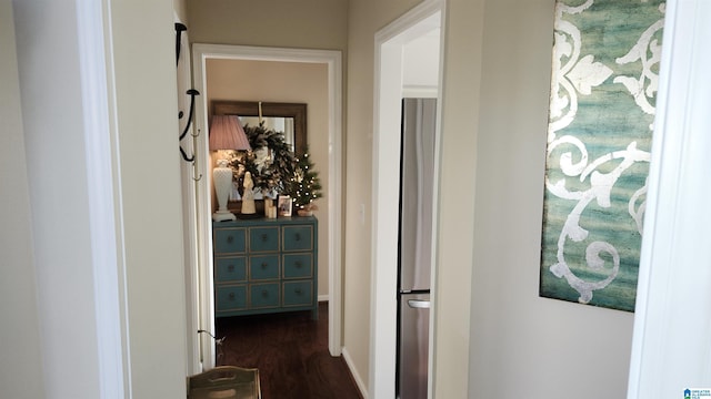 hallway featuring dark hardwood / wood-style floors