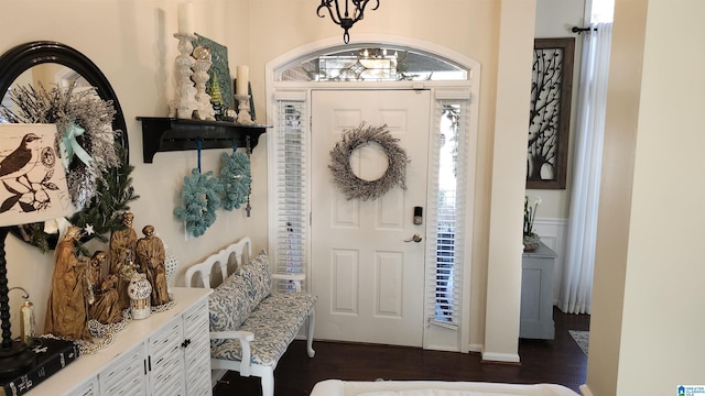 entryway with dark wood-type flooring