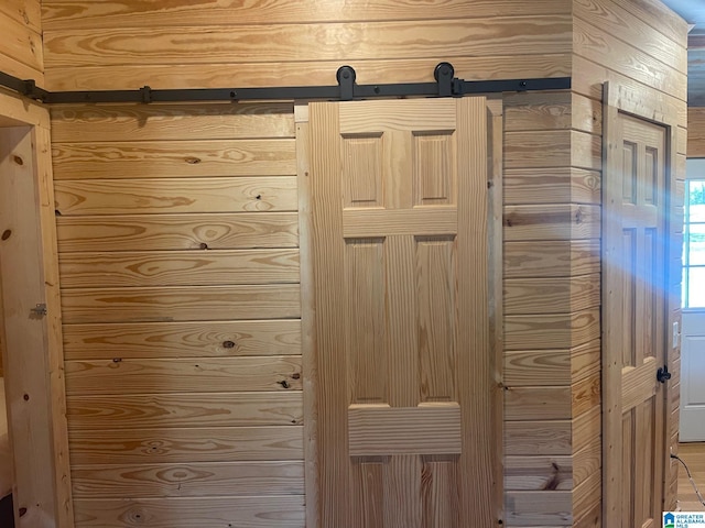 details featuring wooden walls