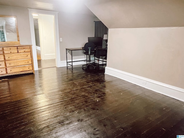 home office featuring dark hardwood / wood-style floors