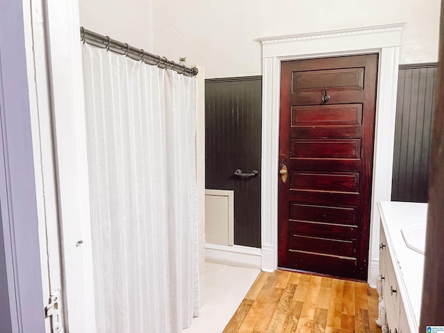 doorway to outside featuring light hardwood / wood-style floors