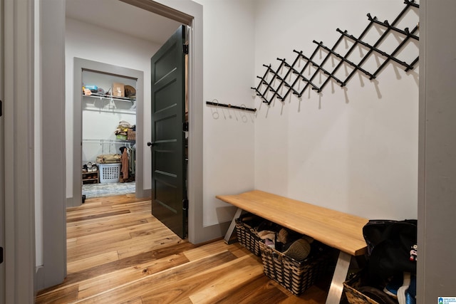 mudroom featuring wood-type flooring