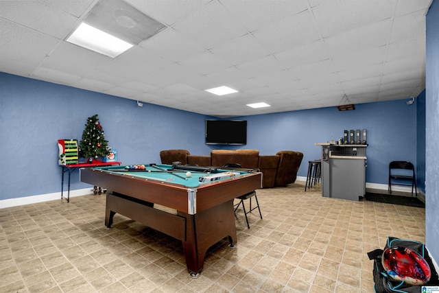 recreation room with pool table