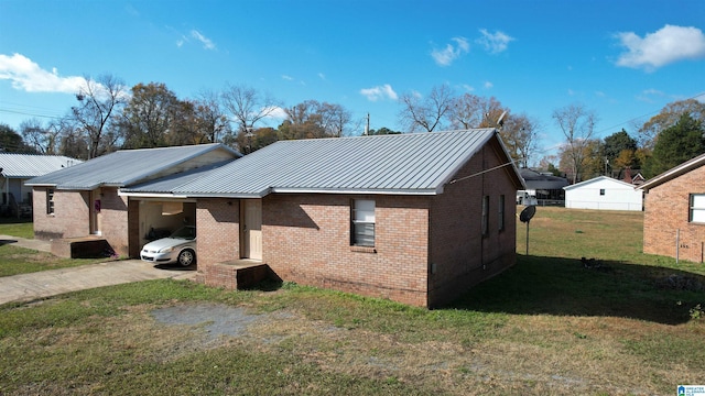 view of home's exterior featuring a lawn