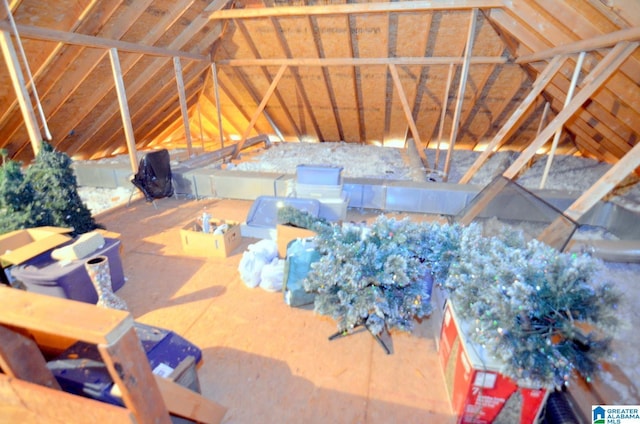 view of unfinished attic