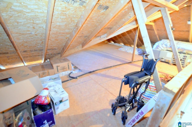 view of unfinished attic